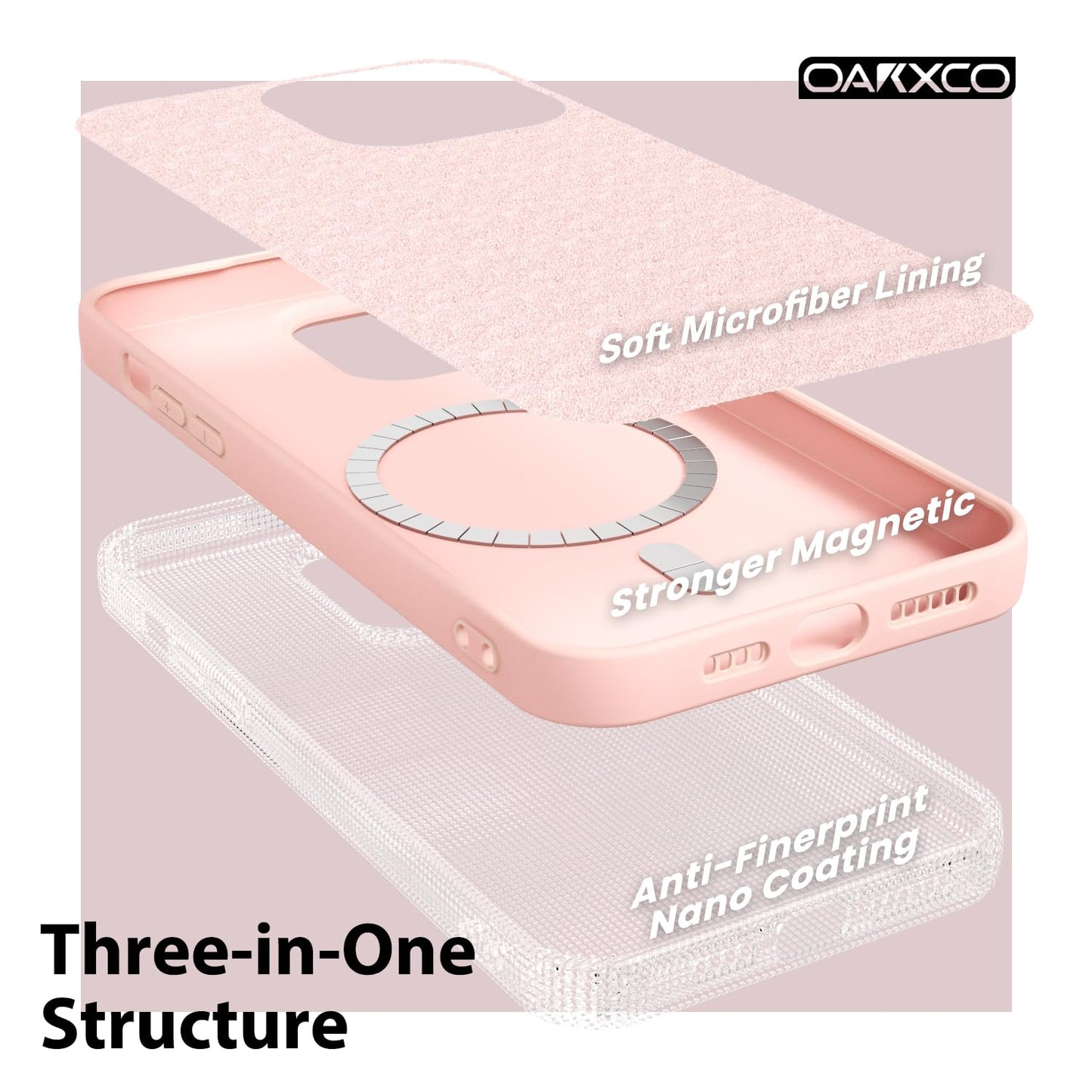 oakxco Silicone Case for iPhone 14 Pro Case Magnetic, Compatible with Magsafe Wireless Charging, Slim Thin Soft Rubber Gel, Girly Cute Aesthetic