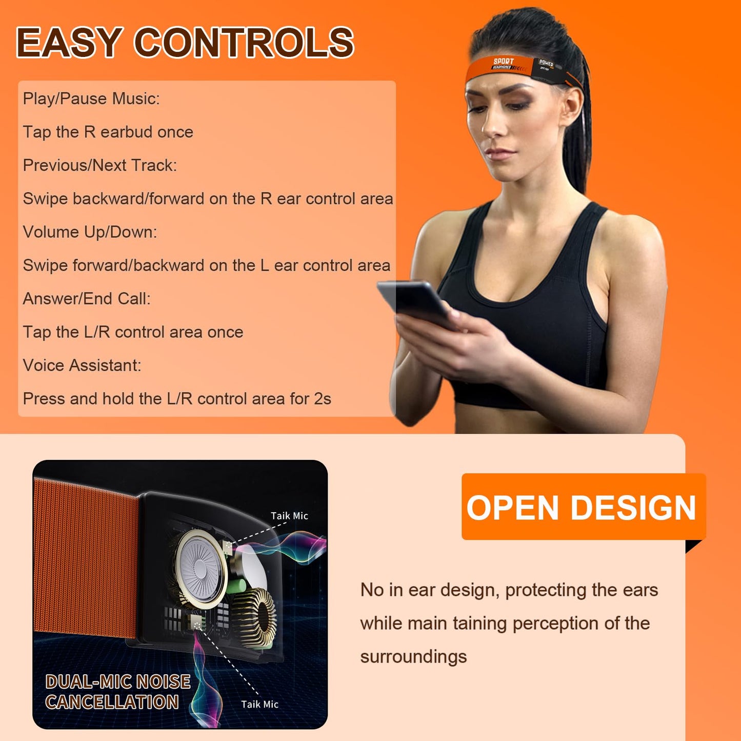 Sport Headphones Bluetooth 5.4 with Sweat Resistant Headband, Sleep Headband Headphone with HD Ultra-Thin Stereo Speakers, Comfortable Fit Wireless