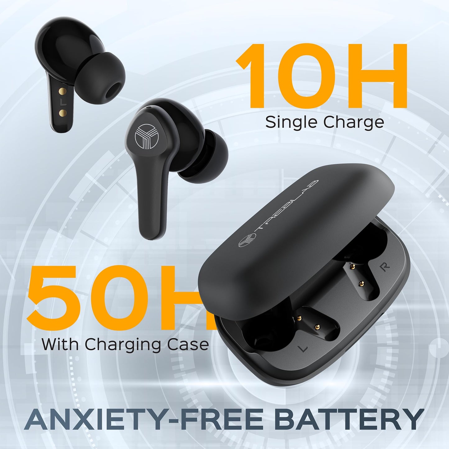 TREBLAB X9 Pro - Hybrid Active Noise Cancelling Earbuds, High-Precision Sound, 6 AI Mics for Calls, IPX6 Waterproof, 50H Playtime, Comfortable…