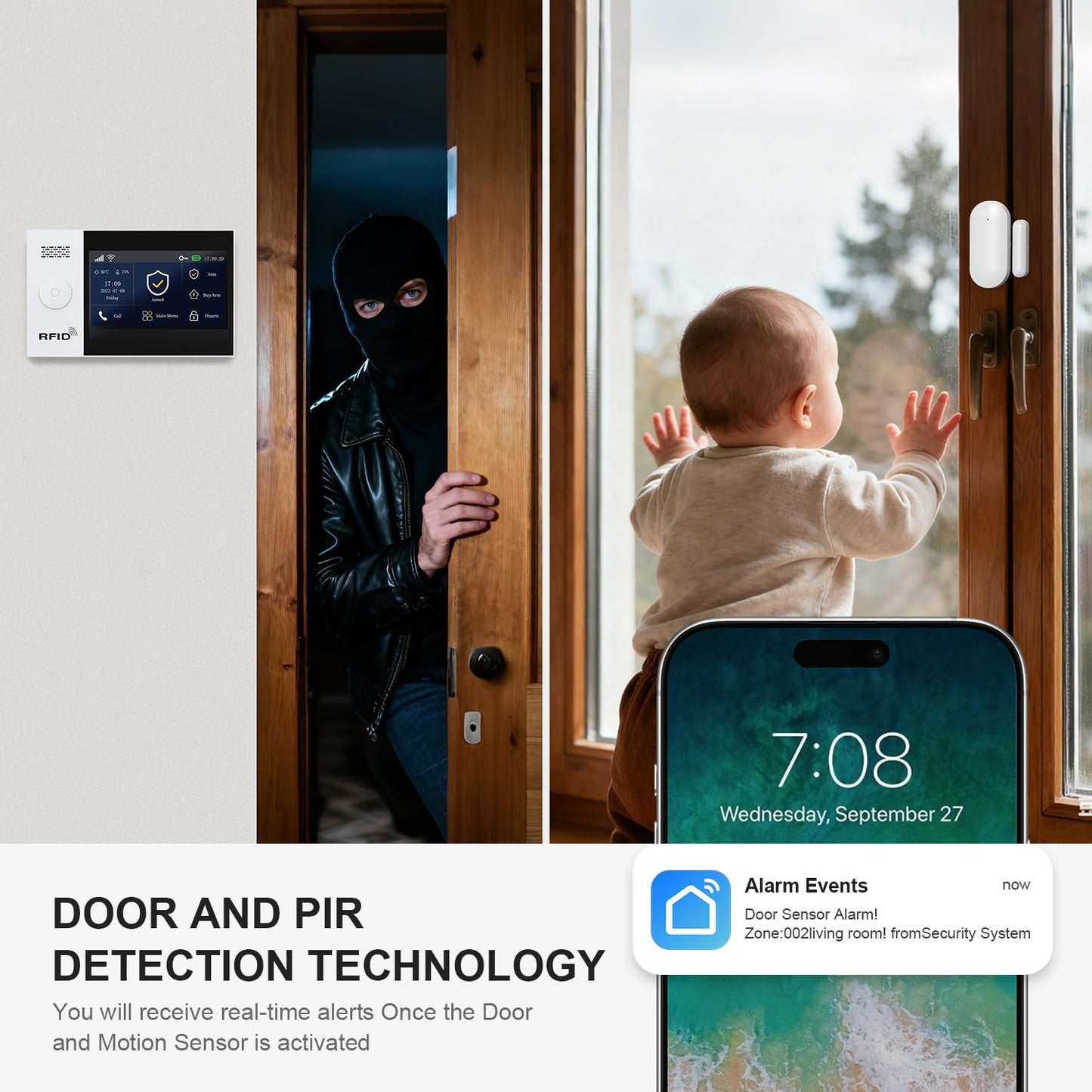 PGST Home Security Systems,Wireless Alarm System with 4G SMS/Tuya App Instant Alerts,Motion Detector,Door Alarm Sensors,Remote