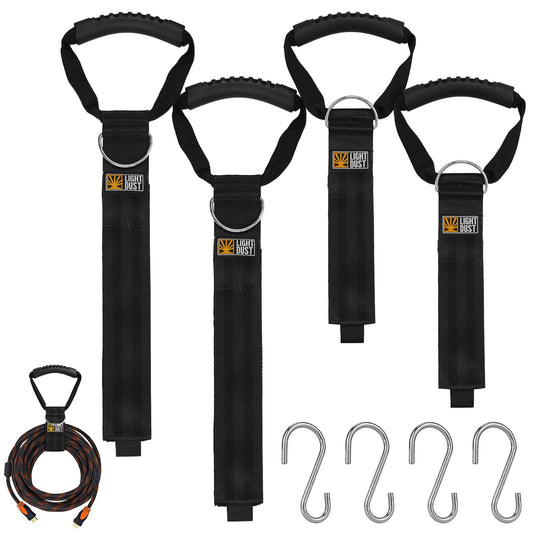 Hanging Extension Cord Holder - 4Pack 22" 35" Handle Wrap Straps with S Hooks Heavy Duty Garage Organizer Tool Hangers - Garden Hose Power Electrical