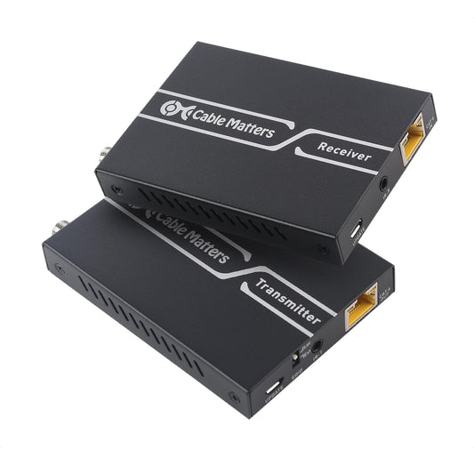 Cable Matters 4K HDMI Extender Balun with 4K60Hz & HDR up to 200 Feet, Wall Mount HDMI Over Ethernet Extender - Support Local Monitor Loop-Out, Black