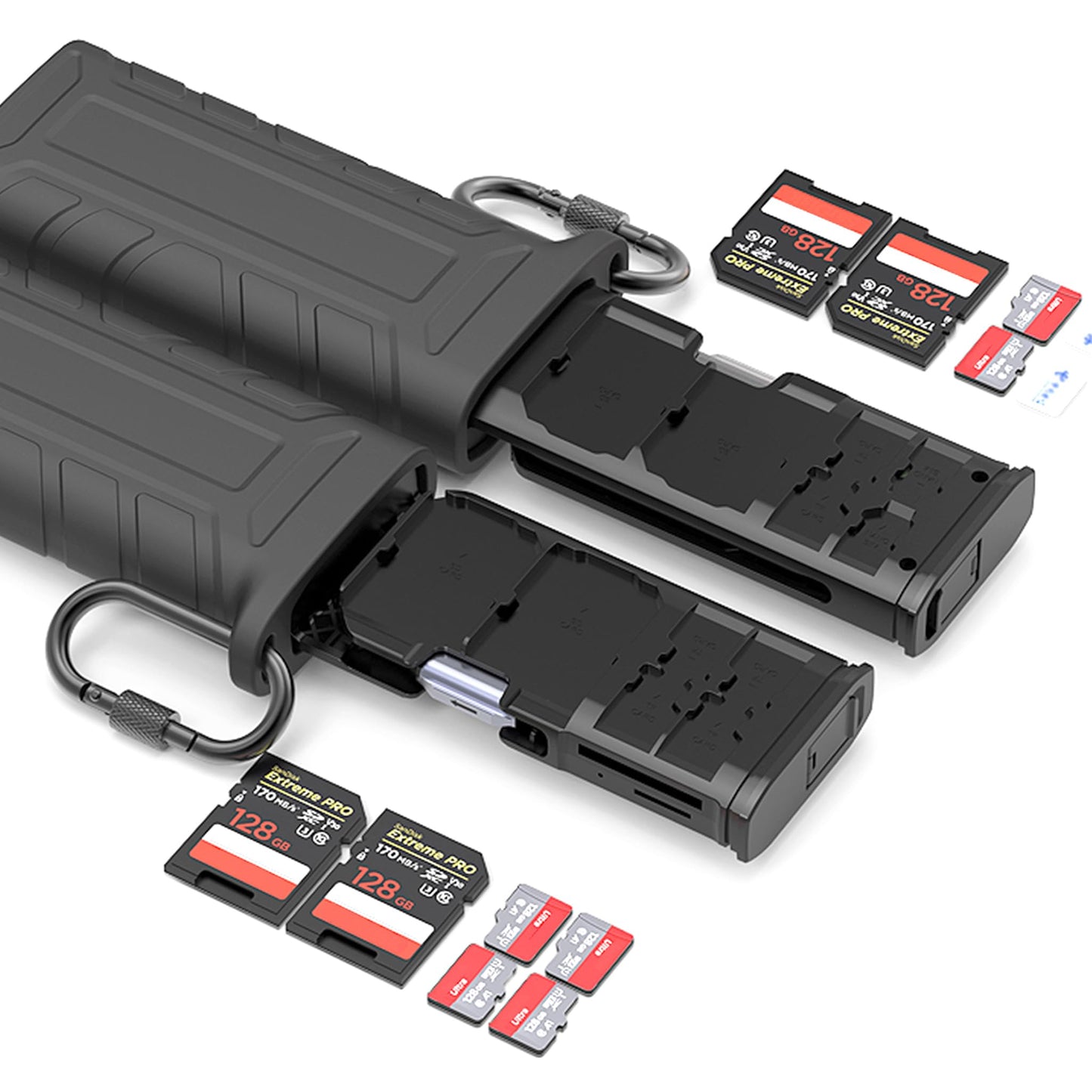 KOERTACOO Multi-Function High-Speed SD/TF Card Reader, 2-in-1 Card Carrying Case Holder, USB3.1 5Gbps Type-C Interface Memory Card Reader, Suitable