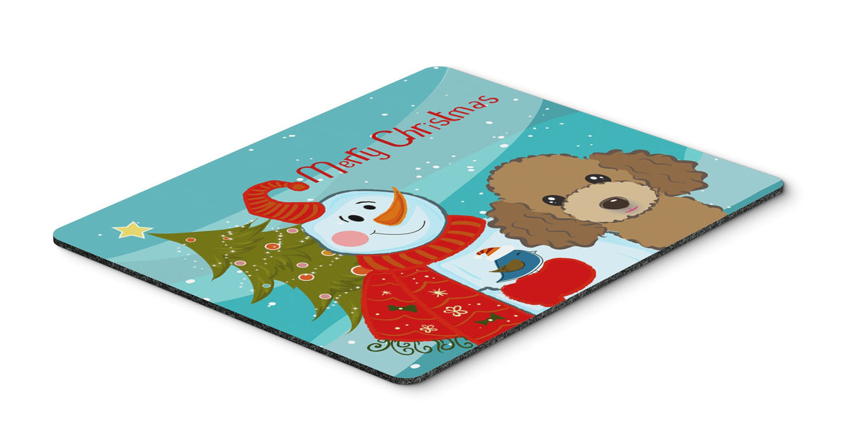 Caroline's Treasures BB1876MP Snowman with Chocolate Brown Poodle Mouse Pad, Hot Pad or Trivet, Large, Multicolor