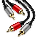 Tan QY 2RCA to 2RCA Cable 3Ft, Gold-Plated 2 RCA Male to 2 RCA Male Stereo Audio Cable for Home Theater, HDTV, Gaming Consoles, Hi-Fi Systems (3Ft/1M)
