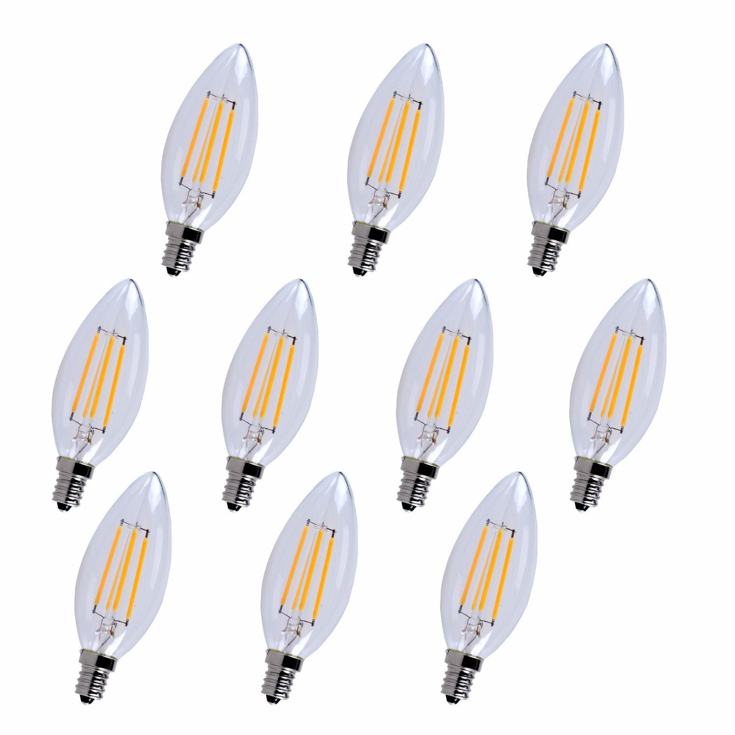 Elitco Lighting E12LED101-10PK LED-Household-Light-Bulbs Led E12 Candelabra, 2700K, 300°, CRI80, Es, Ul/CUL, 4W, 40W Equivalent, 15000Hrs, lm300