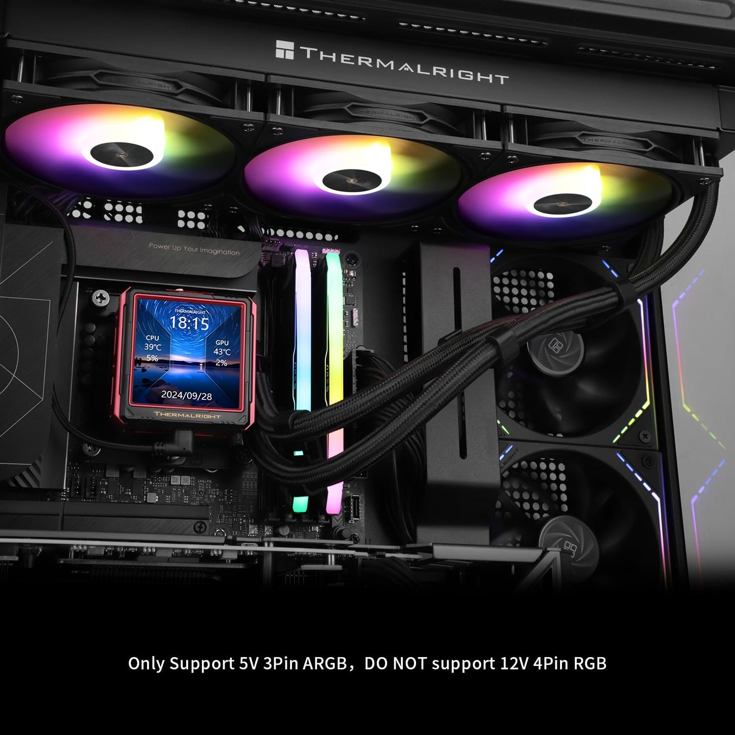 Thermalright FW360 Ultra ARGB Black CPU AIO Cooler,PC 360 Specification Water Cooler System,IPS LCD Screen with 480x480 Resolution,for AM5&Intel