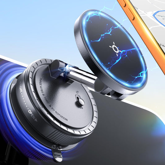 eSamcore Vacuum Magnetic Phone Holder for Car, for Magsafe Car Mount for Windshield, Foldable Stand Suction Cup for Mirror, Glass, Screen, Gym, Smooth