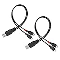 PNGKNYOCN 12 Inch Micro USB Splitter Cable USB 2.0 Type A Male to Dual Micro USB Male Y Data Charge Connector Adapter Cable