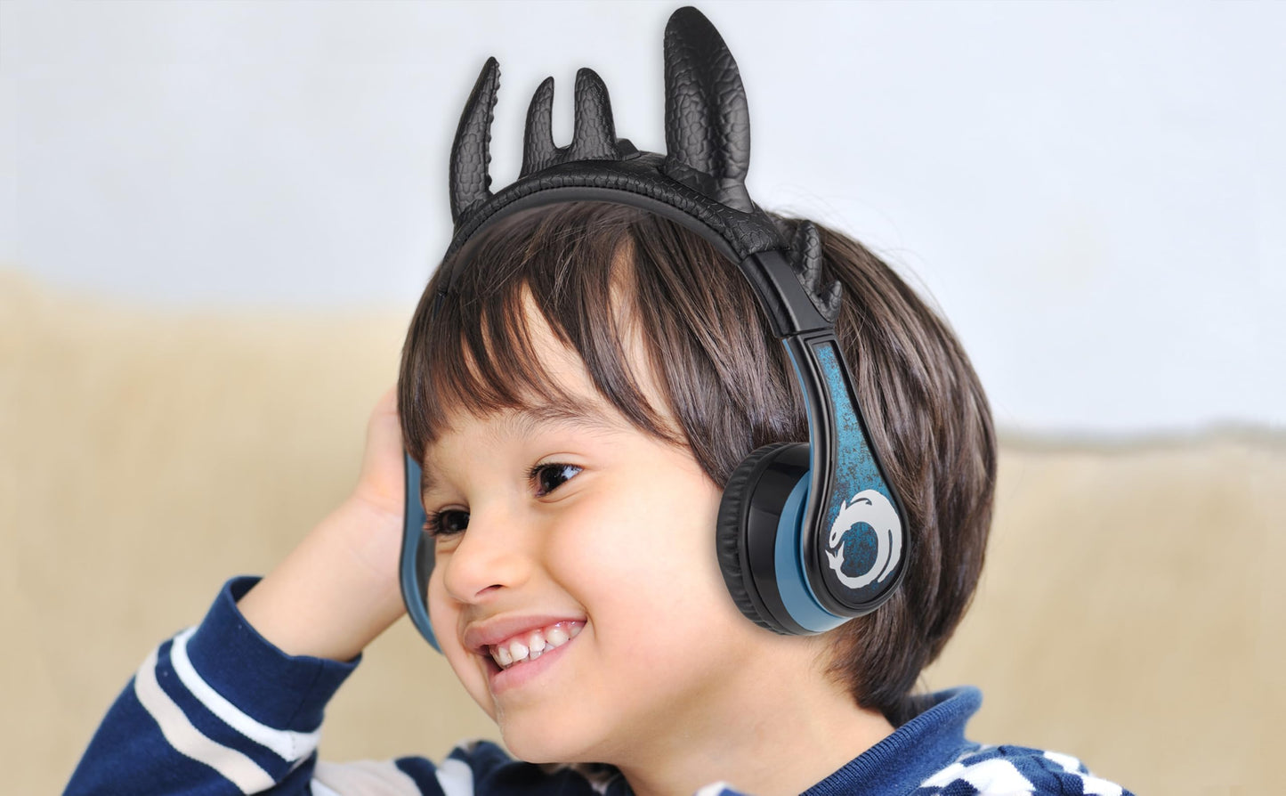 eKids How to Train Your Dragon Bluetooth Headphones with Microphone, Toothless Wireless Headphones Include Aux Cord, Earphones for School, Home, or…