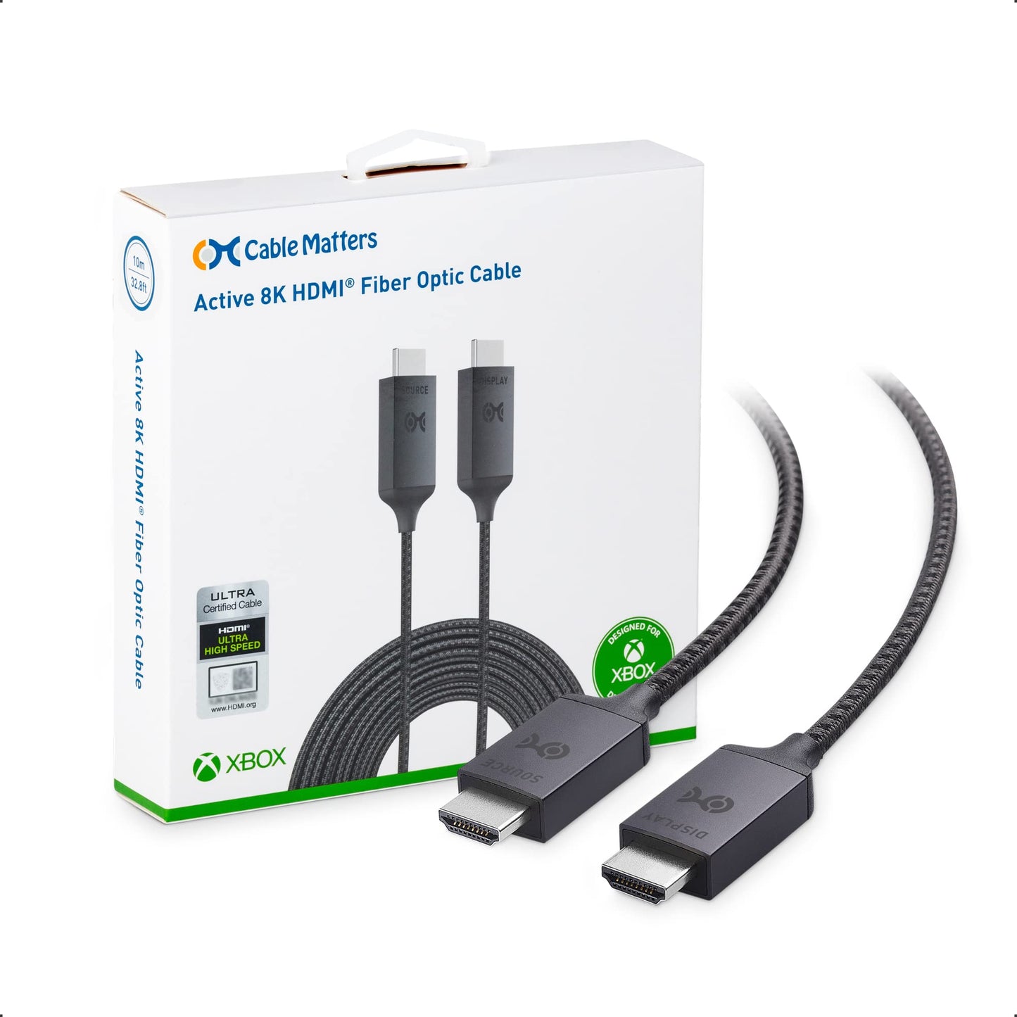 [Designed for Xbox Certified] Cable Matters Unidirectional Active 8K @60Hz Fiber Optic HDMI Cable 32.8 ft / 10m - Supporting 8K@60Hz 4K@120Hz HDR