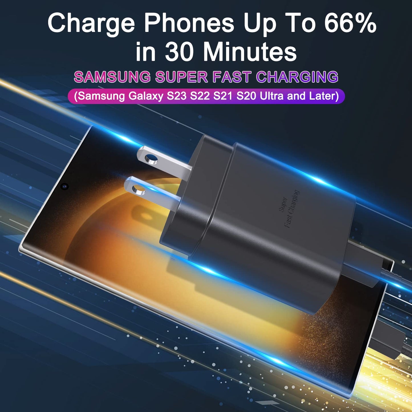 Samsung Super Fast Charger,3 Pack Type C 25W USB C Wall Charger Fast Charging with 10FT Long Type C to C Cable for Samsung Galaxy S26