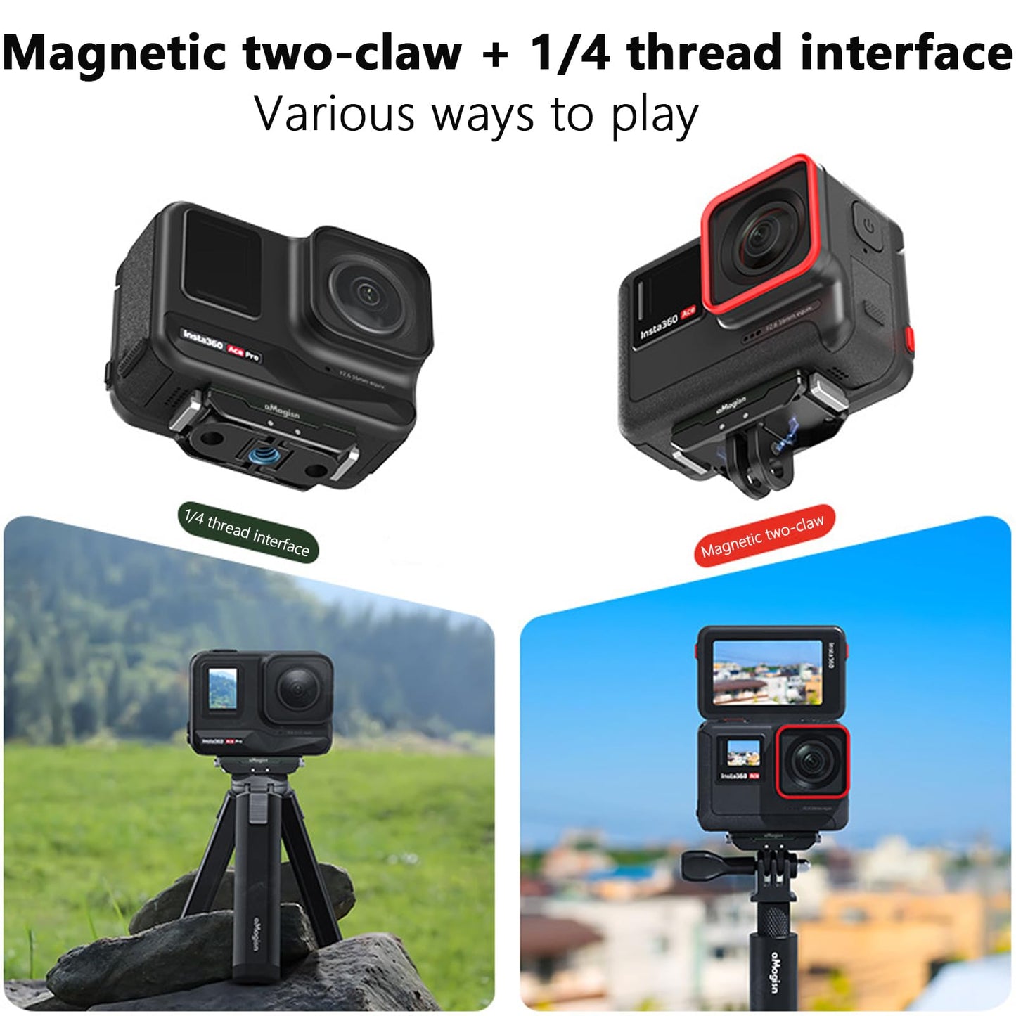 Honlyn Metal Magnetic Mount Compatible with Insta360 X4 Air/X5/ Ace Pro 2/Ace Pro Quick Release Adapter