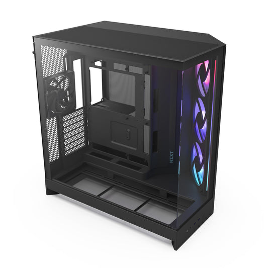 NZXT H9 Flow RGB (2025) - Large Dual-Chamber ATX Mid-Tower Airflow PC Case - Includes 1 x 420mm RGB Fan Unit & 1 x 120mm Fan - 420mm Radiator Support