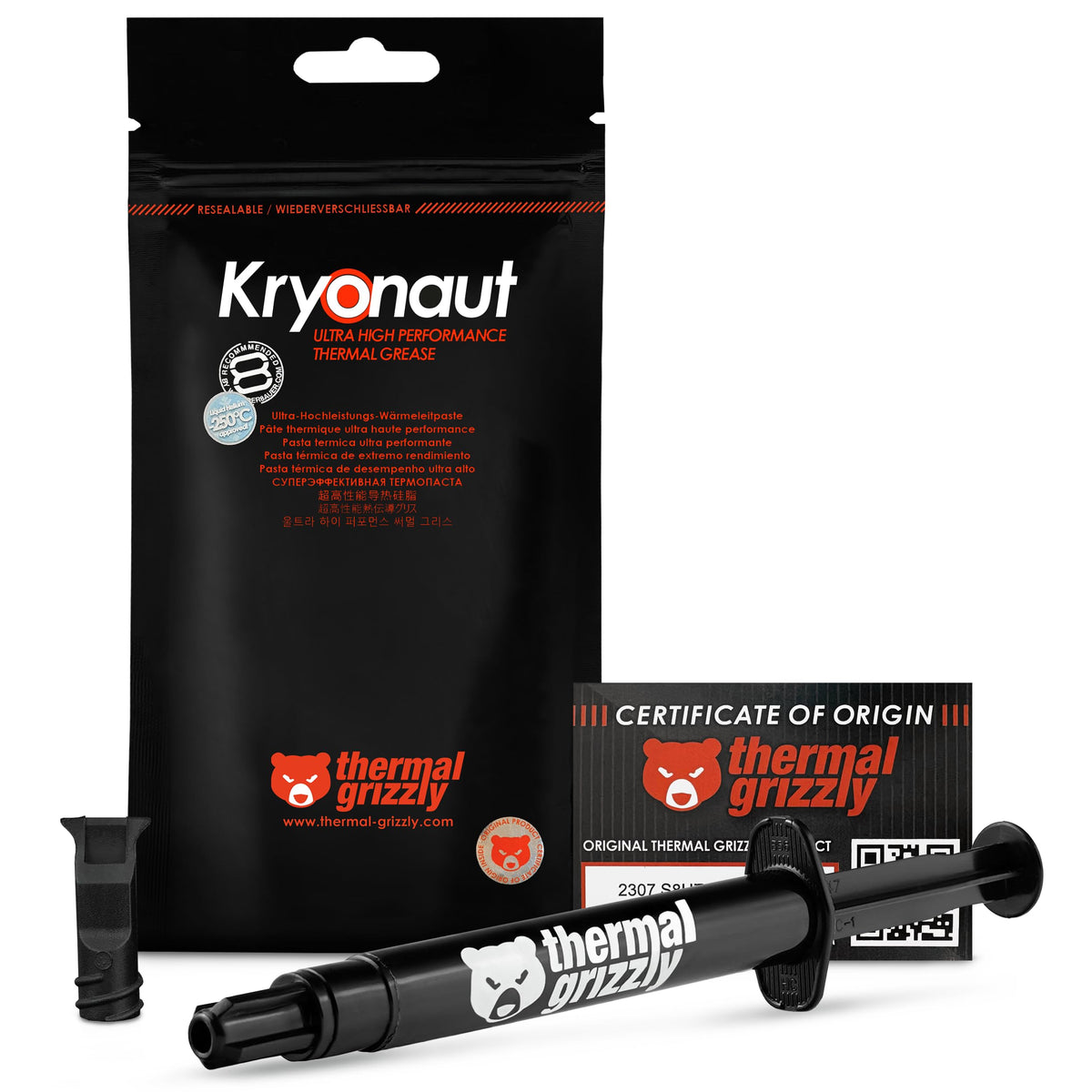 Thermal Grizzly Kryonaut - 5.55 Gram/1.5 ml - Extremly High Performance Thermal Paste - For Demanding Applications and Overclocking