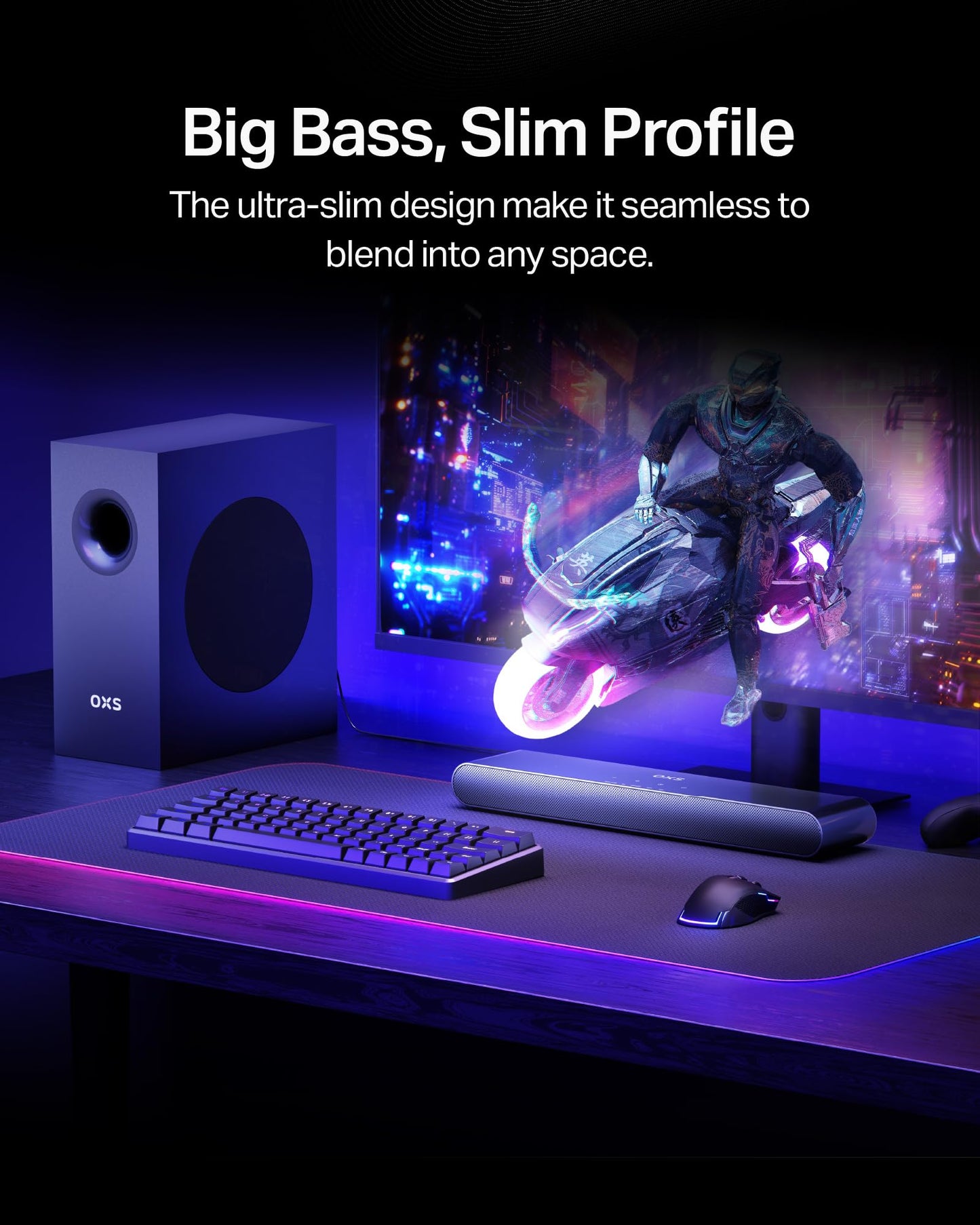 OXS S21 2.1 Channels Sound Bar with Subwoofer, Precision Sound with Deep Bass,240W Power, 3 EQ Modes, for Home Theater/Music/Game, for TV, PC, Xbox