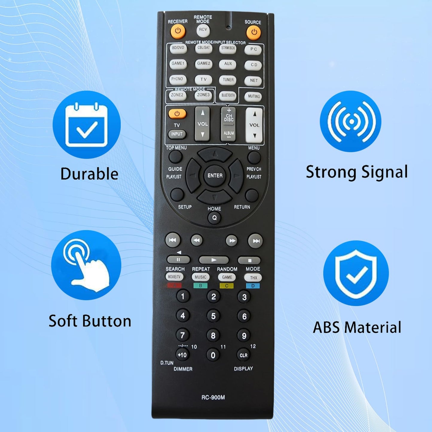 Replacement Remote Control for Onkyo RC-900M TX-SA605 TX-SA8560 HT-R340 HT-R820THX TX-SR803B RC-651M HT-L970 TX-SR702S A/V AV Receiver