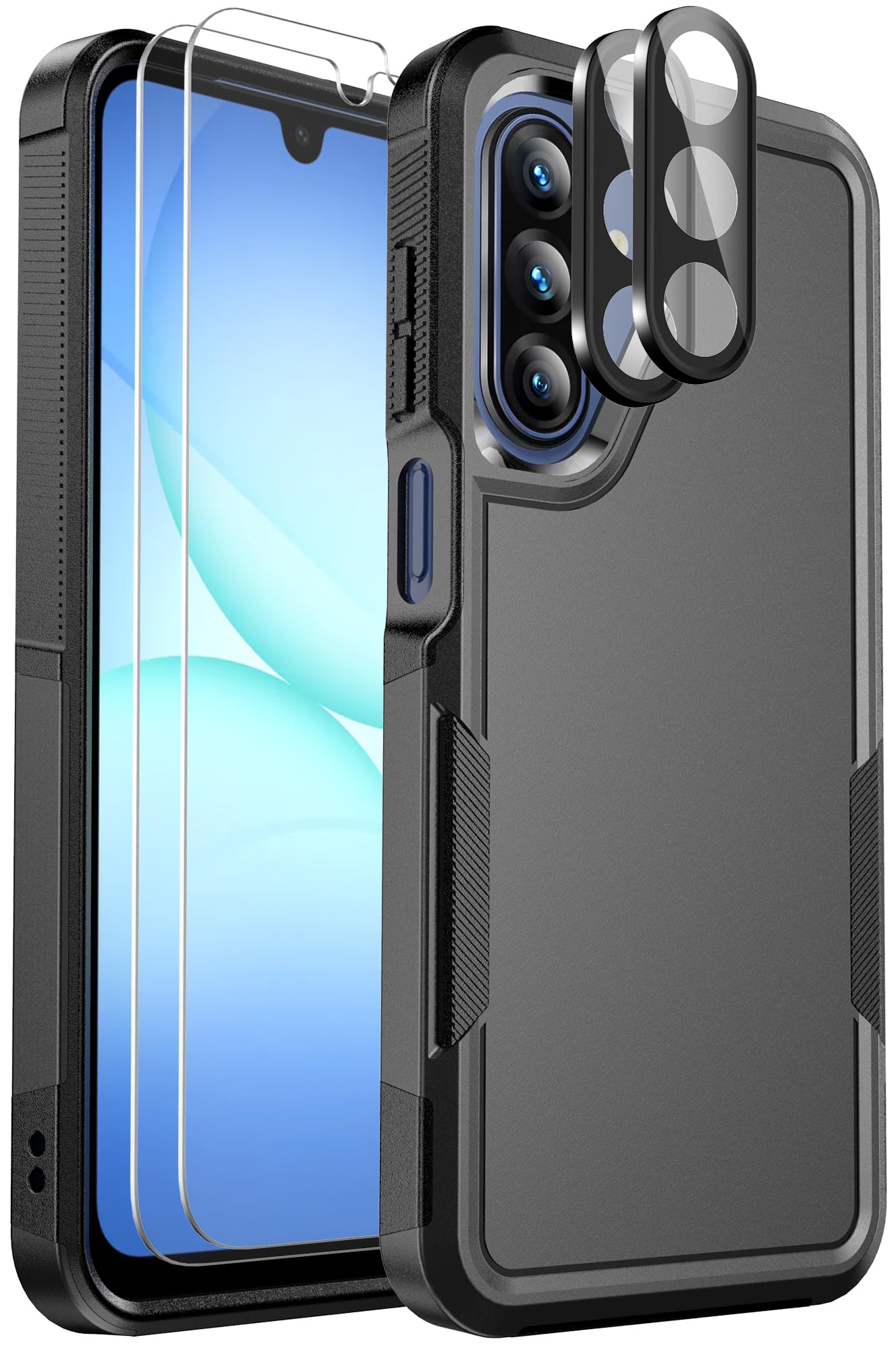 Ezanmull for Samsung Galaxy A17 5G Phone Case, [Military Grade Drop Protection] [Glass Screen Protector + Camera Lens Protector] Non-Slip Shockproof