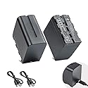 weeylite NP-F970 Battery 2-Pack for Video Light, 6600mAh Replacement Li-ion Battery Kit with USB C Charging Port for Camera Light, Ring Light, Camera