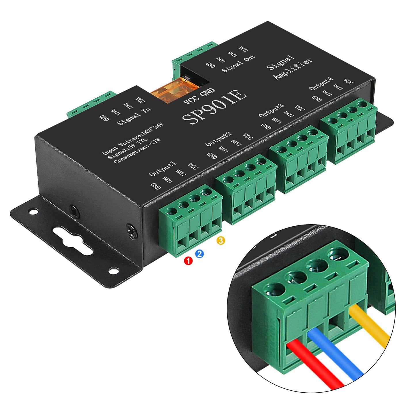 ACEIRMC 2pcs SP901E Signal Amplifier Repeater for RGB Addressable LED Strips and Panels