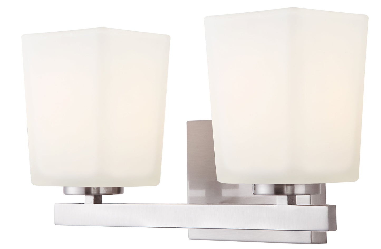 Canarm Hartley 2-Light Vanity Light in Brushed Nickel with Flat Opal Glass - Modern Bathroom or Powder Room Wall Fixture