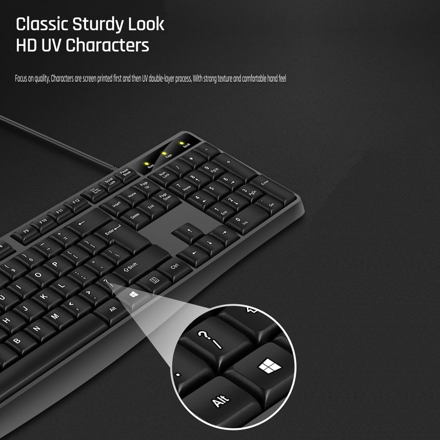 Wired Keyboard and Mouse Combo, Full-Sized Ergonomic Computer Keyboard and Optical Wired Mouse for Windows, Mac OS Desktop/Laptop/PC-Black