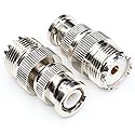 ANHAN BNC to UHF Coax Adapter, BNC Male to UHF Female Connector, PL259 Female Adapter, 2-Pack
