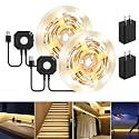 HOUHUI Motion Sensor LED Light Strip, 2PCS 9.8Ft Motion Sensor Light Indoor with Automatic Shut-Off Timer, Motion Activated Bed Lights Under Cabinet
