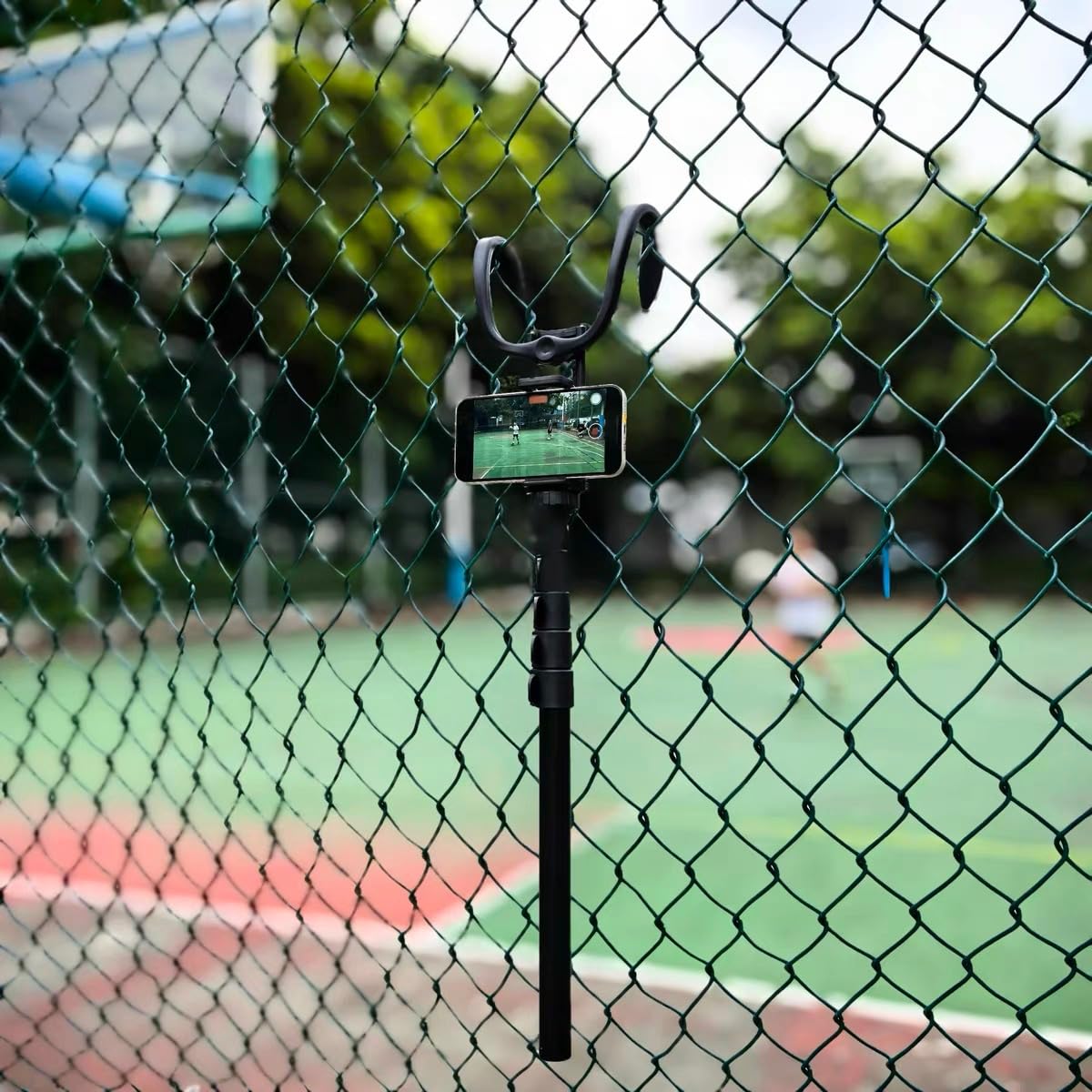 Tennis Pickleball Baseball & Content Creator Fence Mount - Compatible with Smartphones, Action Cameras for Sports, Adventure & Fun, Dual Pliable Hooks