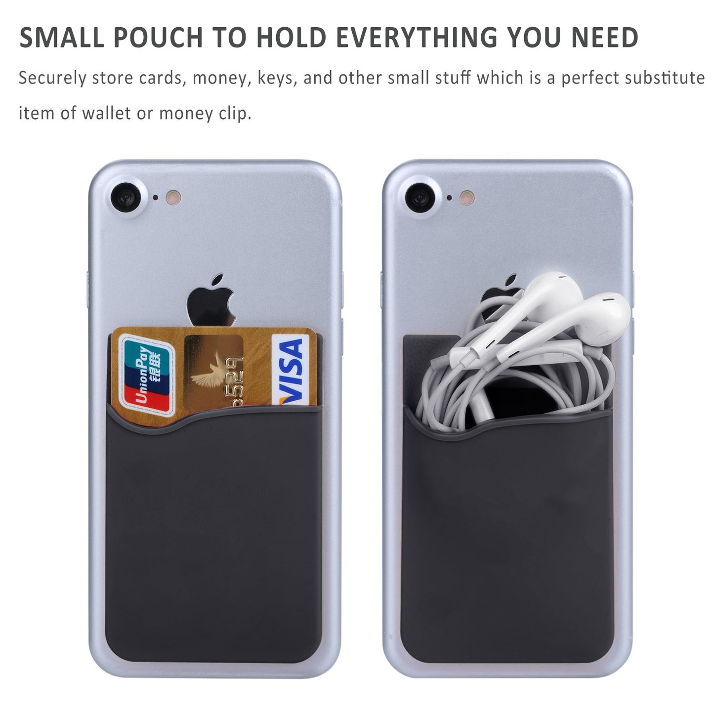 Adhesive Card Holder, 6 Pack Silicone Credit Card Holder for iPhone, Adhesive Silicone Back of Phone Wallet,Rubber Card Holder for Phone Case
