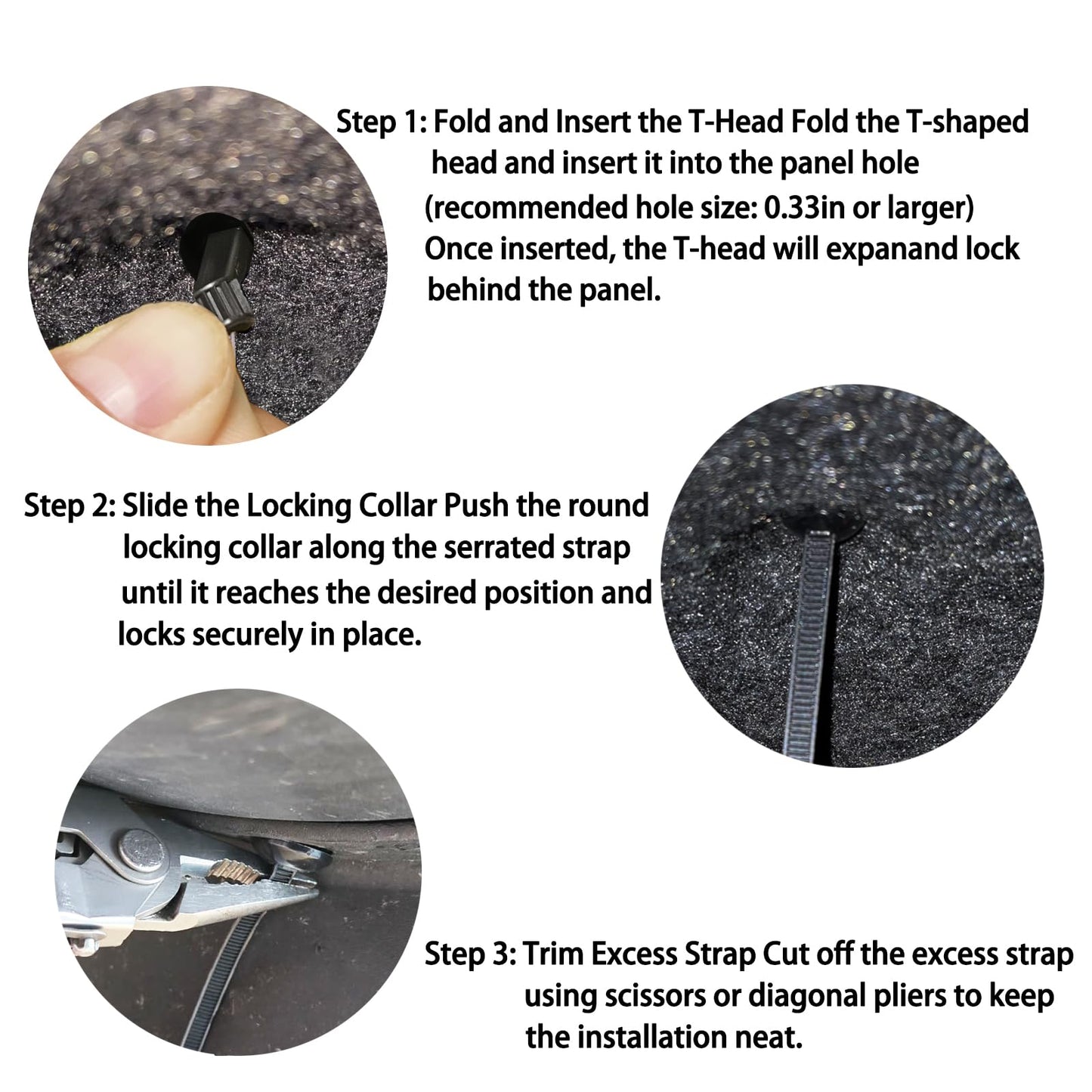 Nihfien 100 Pcs Upgraded Nylon Universal Cable Tie Buckle, Heavy Duty Self-Locking Rivet Zip Ties, Multifunctional Cable Tie Buckle for Car Daily