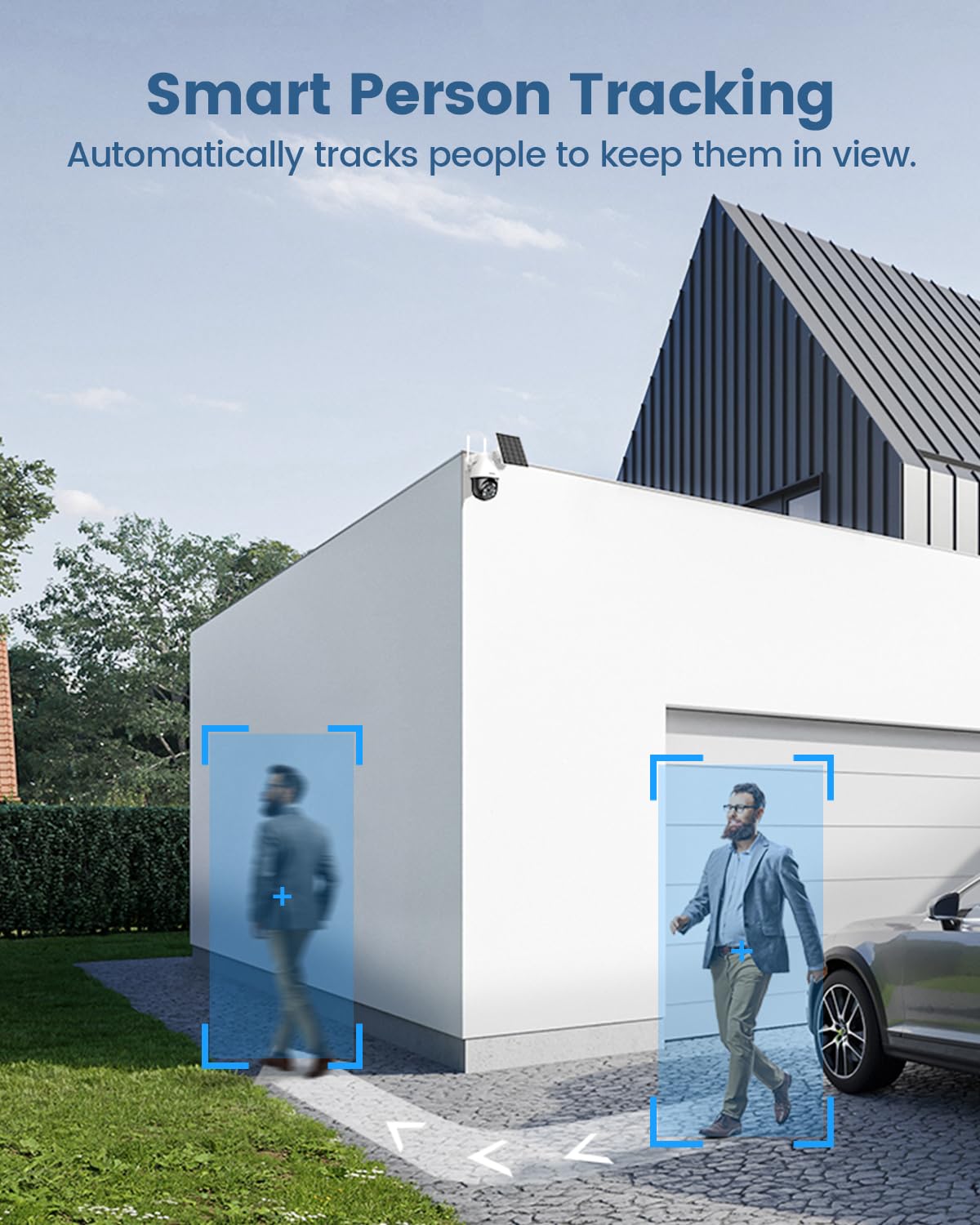 aosu 3K/5MP Solar Security Cameras System Wireless Outdoor, Battery Powered WiFi Camera for Home Security, Panoramic PTZ, Auto Tracking, Human/Vehicle