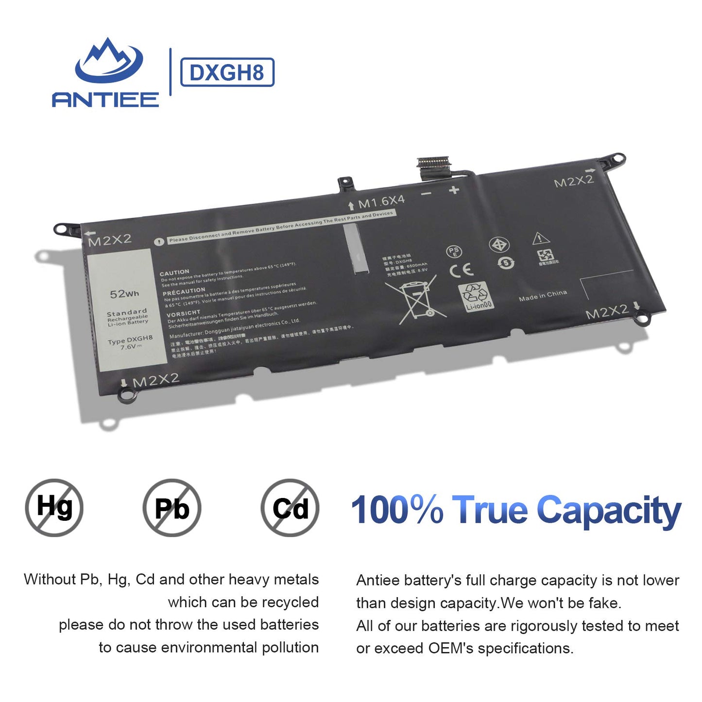 ANTIEE DXGH8 Laptop Battery for Dell XPS 13 9370 9380 7390 Inspiron 13 7390 7391 2-in-1 Inspiron 5390 5391 7490 Latitude 3301 E3301 Vostro 5390 5391