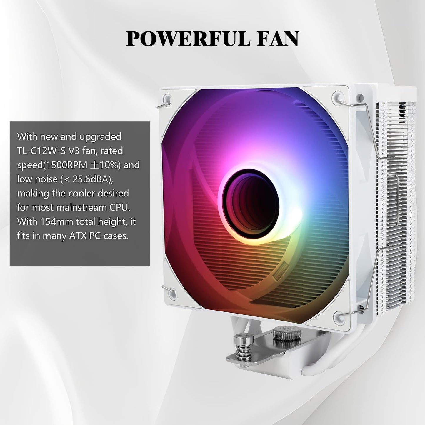 Thermalright Assassin Spirit 120 Vision ARGB White,with White Top Cover,CPU Air Cooler, PC Cooling, 240 * 240 Resolving Power IPS LCD