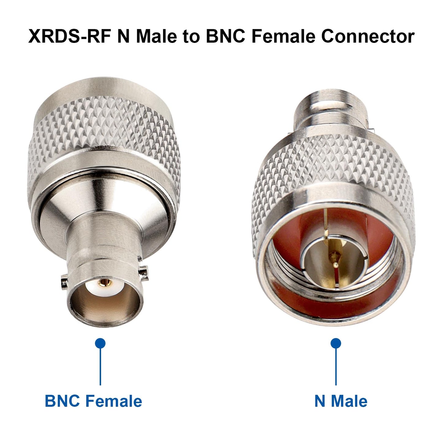 XRDS -RF N Male to BNC Female Connector 2PCS, N Type to BNC Adapter