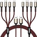 Bismdky Multi Charging Cable, 2Pack 4FT Nylon Braided Universal 4 in 1 Multiple USB Cable 3A Charging ?with Dual Phone/USB-C/Micro-USB Port Adapter