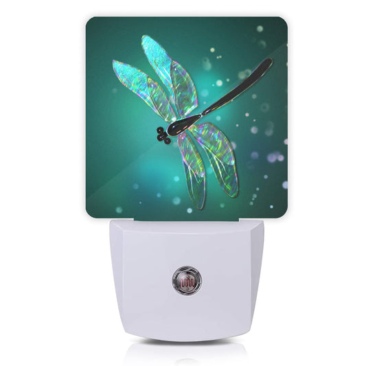 Oeaskly Dragonfly Night Light,Fantasy Green Dragonfly Plug-in Night Lights with Dusk-to-Dawn Sensor for Bedroom, Bathroom and Living Room Sleep