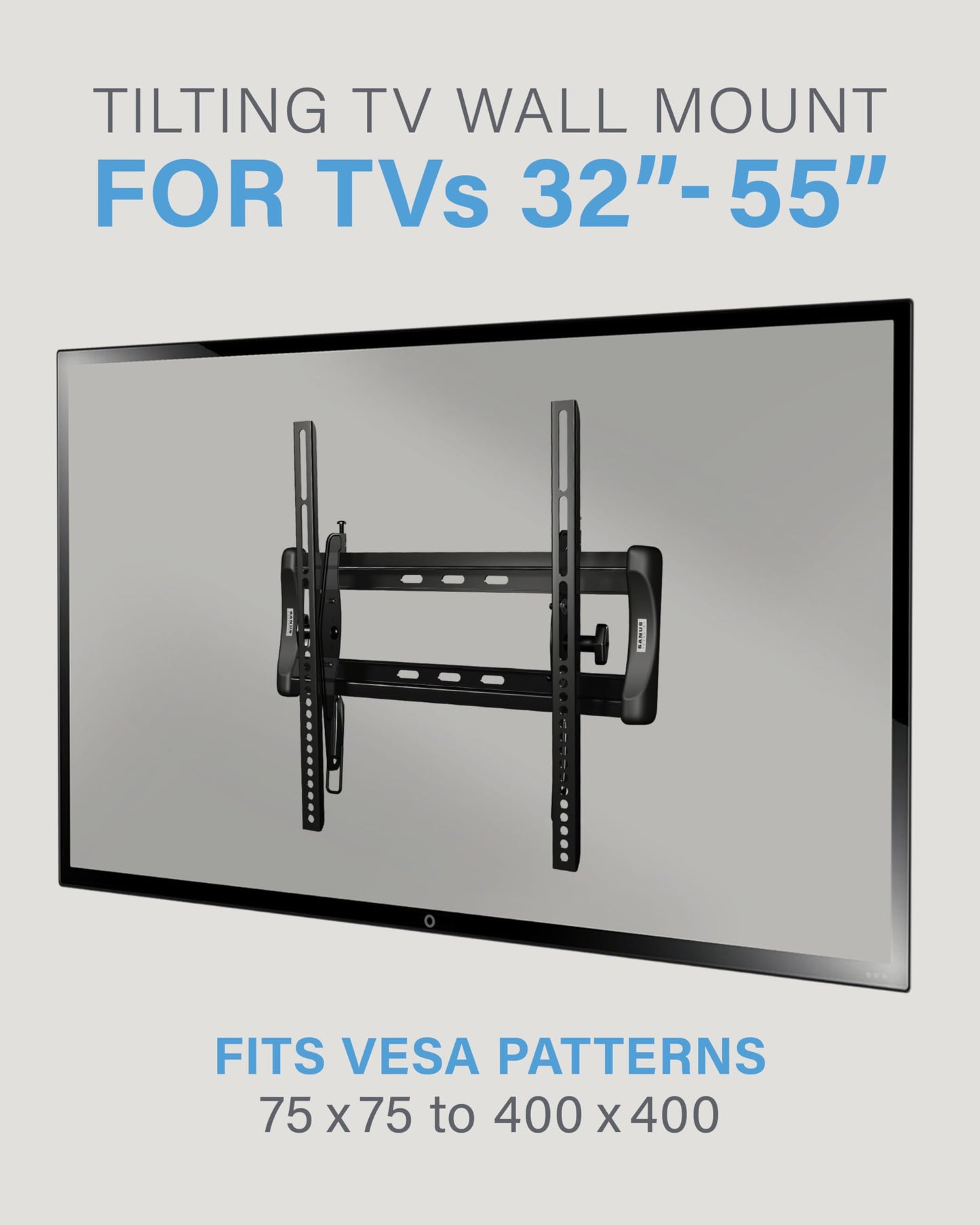 SANUS Tilting TV Mount - Universal 32 to 55 inch TV Wall Mount w/Low Profile Design - Easy DIY Install Includes Lateral Shift & All Hardware
