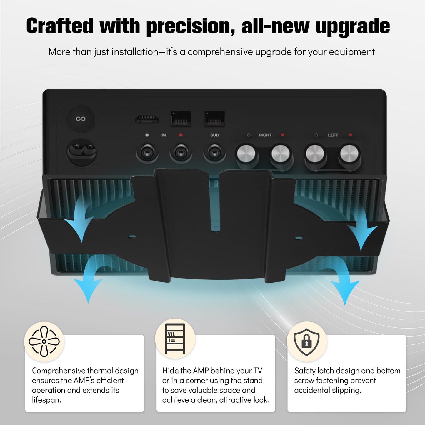 JinLunar Wall Mount for Sonos Amp Mount Bracket,Slim Metel Sonos Amp Mount Bracket, Black Steel Wall Mount for Sonos Wireless Amplifier with Free