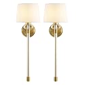 SAFAVIEH Lighting - Athene 26-Inch Wall Sconce Set of 2 - Brass & Clear Acrylic - Modern Tall Single-Arm Design - Ideal for Hallway, Bedroom, Bathroom
