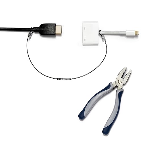 Patented Pre-Assembled Adapter Ties - Anti-Theft Cable Locks for Tools, Dongles, Tethers, Computer adapters. Steel Cable, Security Lock, Easy