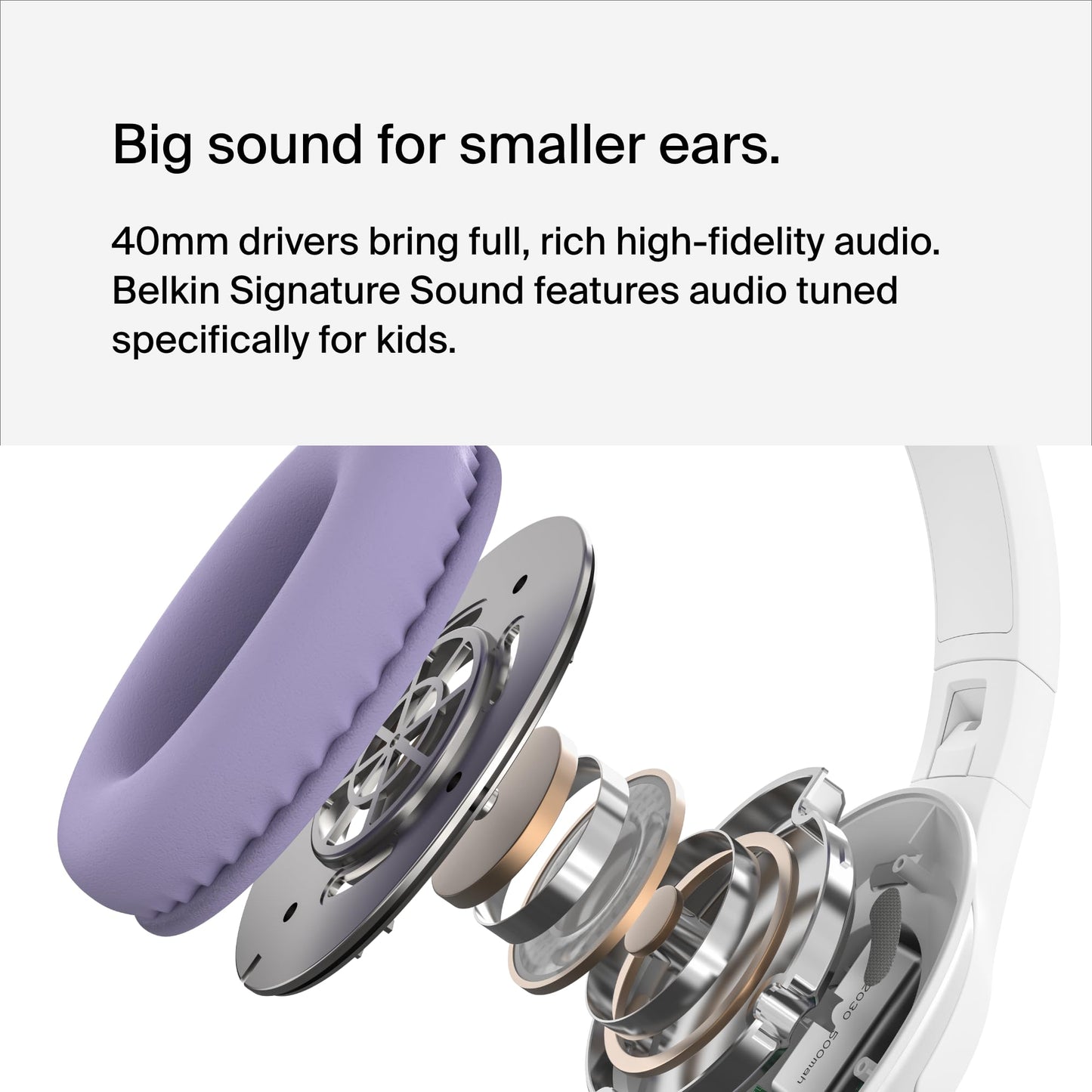 Belkin SoundForm Inspire Bluetooth Kids Headphones, 35H Battery Life