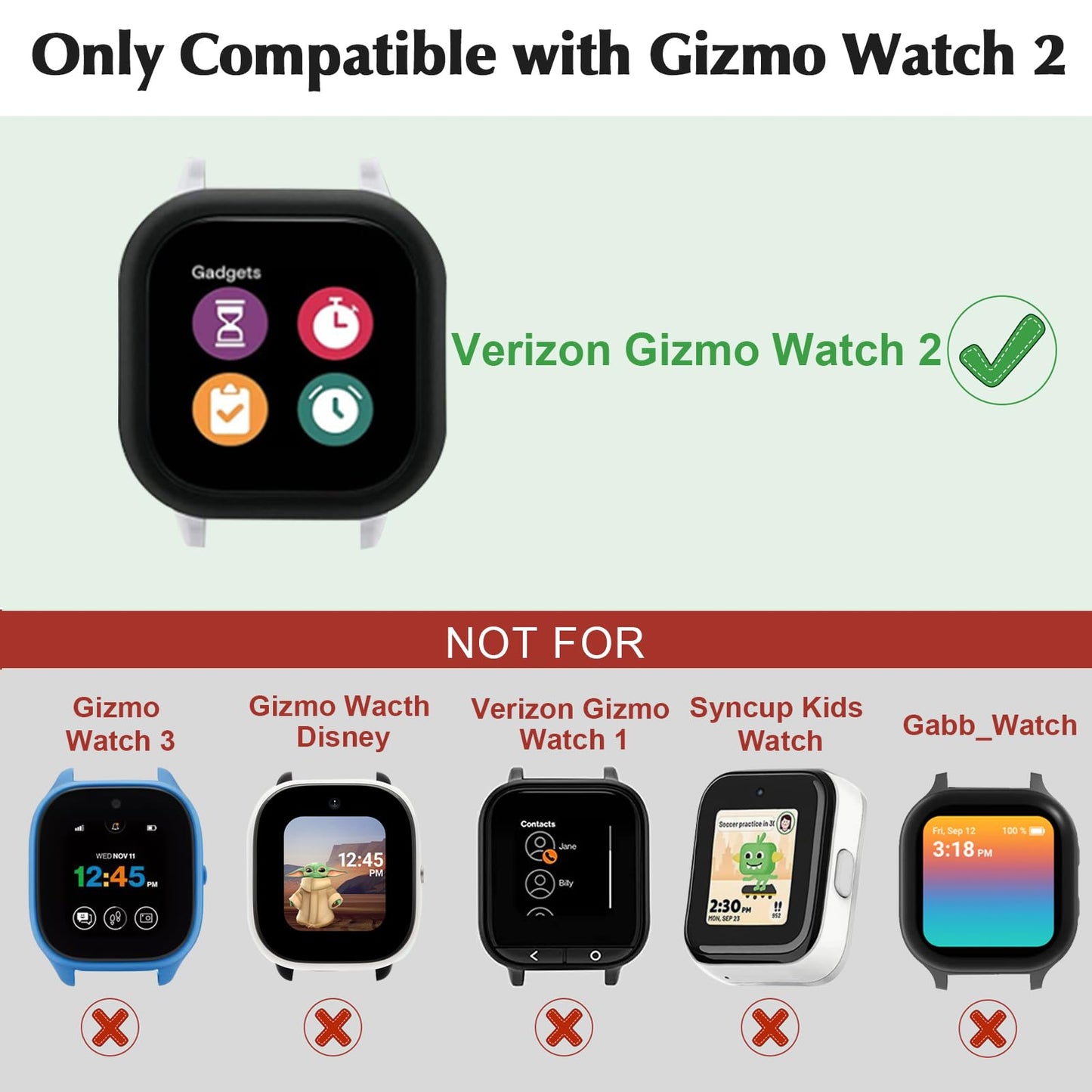 Kuaguozhe [2 Pack] Case Compatible for Gizmo Watch 2 Screen Protector for Kids?2 Pack?, Hard PC Overall Protective Case and Tempered Glass Screen