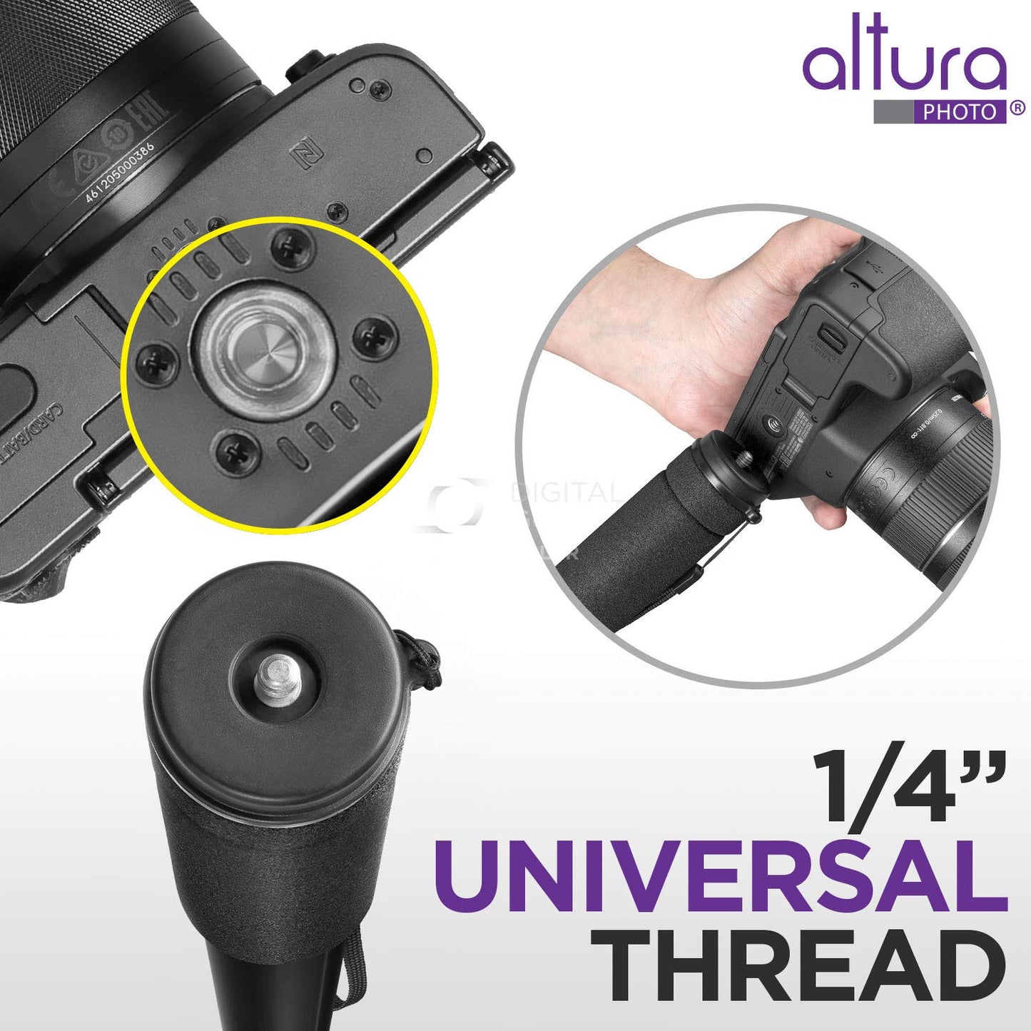 Altura Photo 62-Inch Camera Monopod - Heavy Duty Stand for Canon, Nikon, & Sony Mirrorless & DSLR Cameras - Steady Photography, Lightweight & Portable