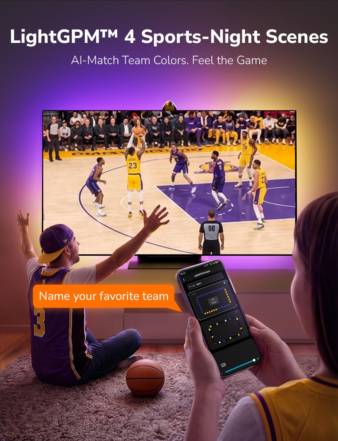 Lepro STV1 TV Backlight with Ultra-Wide Camera, 16.4FT True-to-Screen Color Sync LED Lights for 75-85 Inch TVs, Smart App and Voice Control, LightIMS