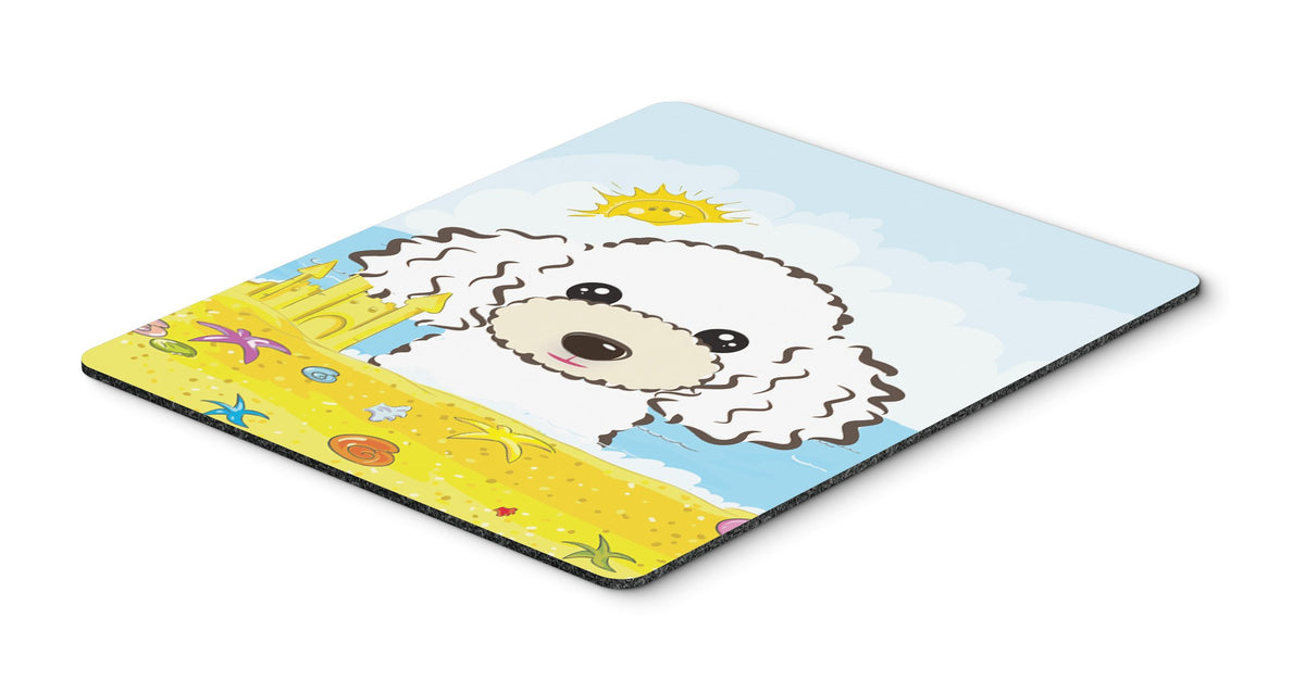 Caroline's Treasures BB2125MP White Poodle Summer Beach Mouse Pad, Hot Pad or Trivet for Home Office Gaming Working Computers Laptop Mouse