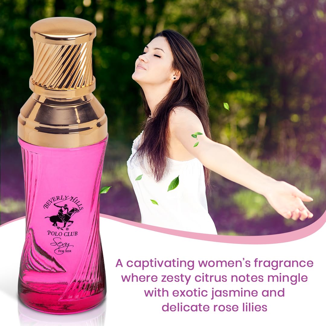 Beverly Hills Polo Club Sexy for Her – Eau de Parfum Spray 3.4 fl oz, Fresh Floral Perfume with Citrus, Jasmine & Rose Notes (Packaging May Vary)