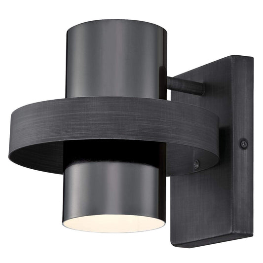 Westinghouse 6369100 Exton One-Light Indoor Wall Sconce Light Fixture, Distressed Aluminum Finish with Gun Metal Shade, Black