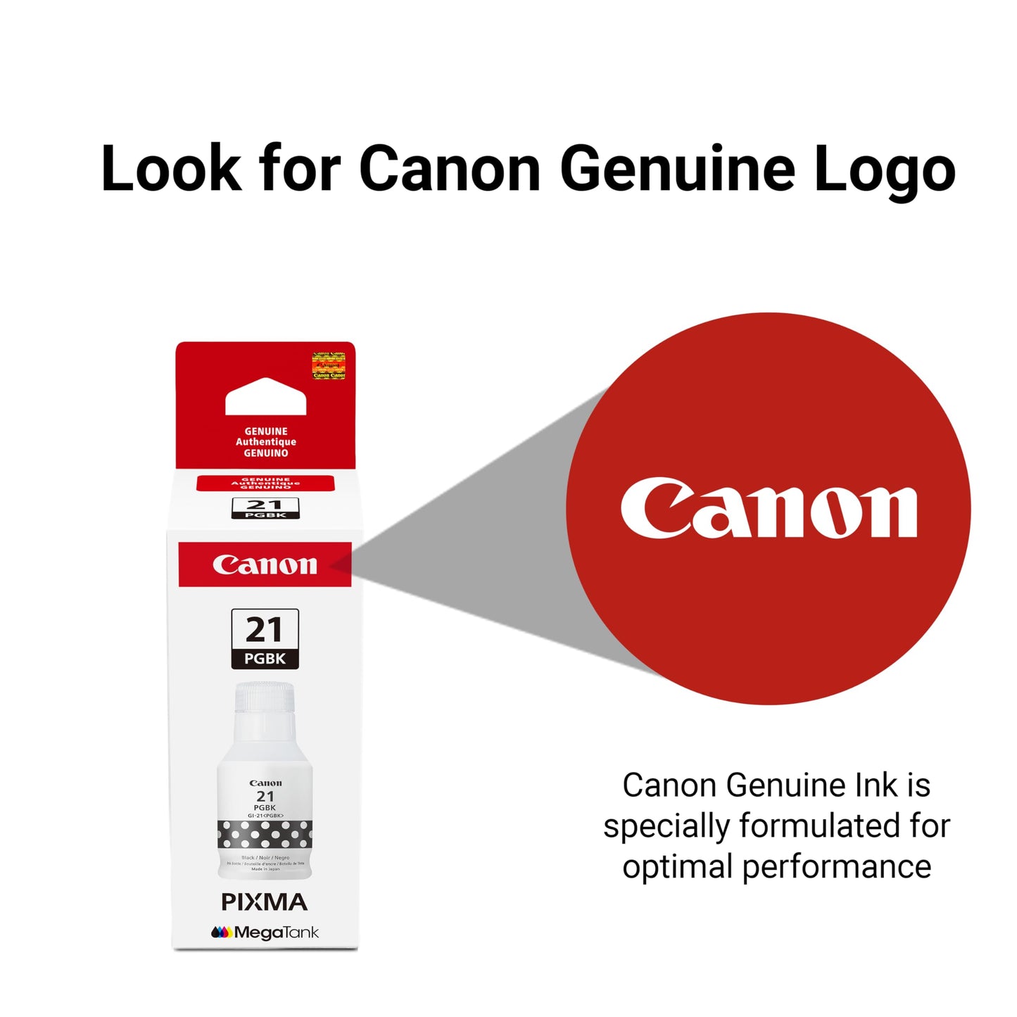 Canon GI-21 Genuine Pigment Black Ink Bottle, Compatible with Megatank PIXMA G1220, G2260, G3260, G1230, G2270, G3270, G4270, G3290, and G4280