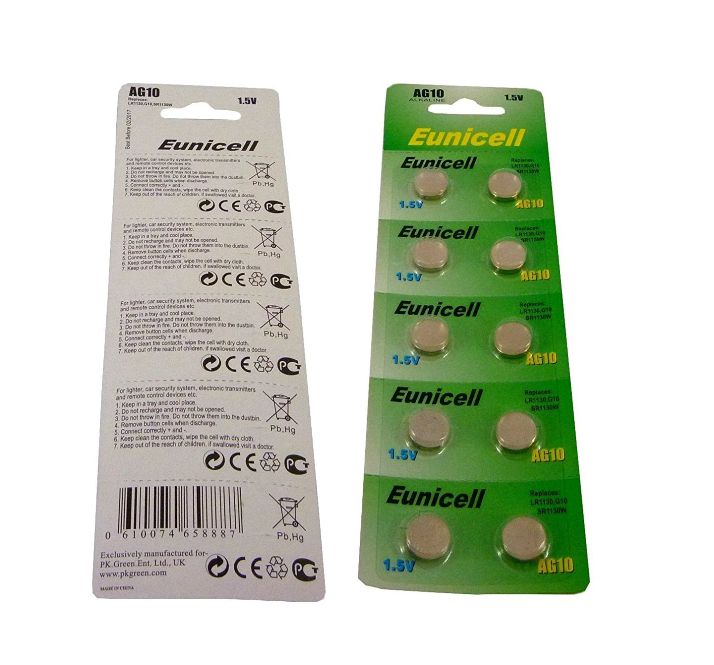 Pack of 20 AG10 R1130/SR54/SR1131/389/390 Alkaline Button Cells